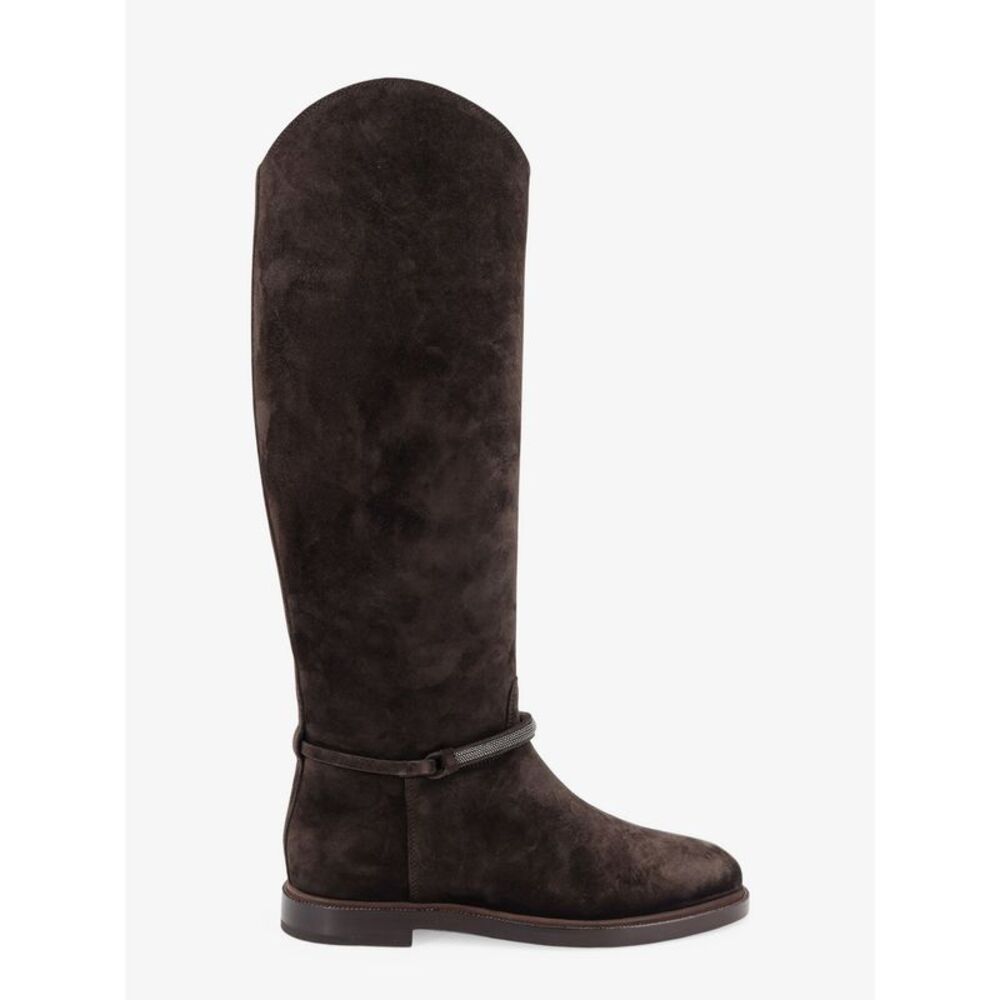 Brunello Cucinelli Women Precious Strap Suede Boots